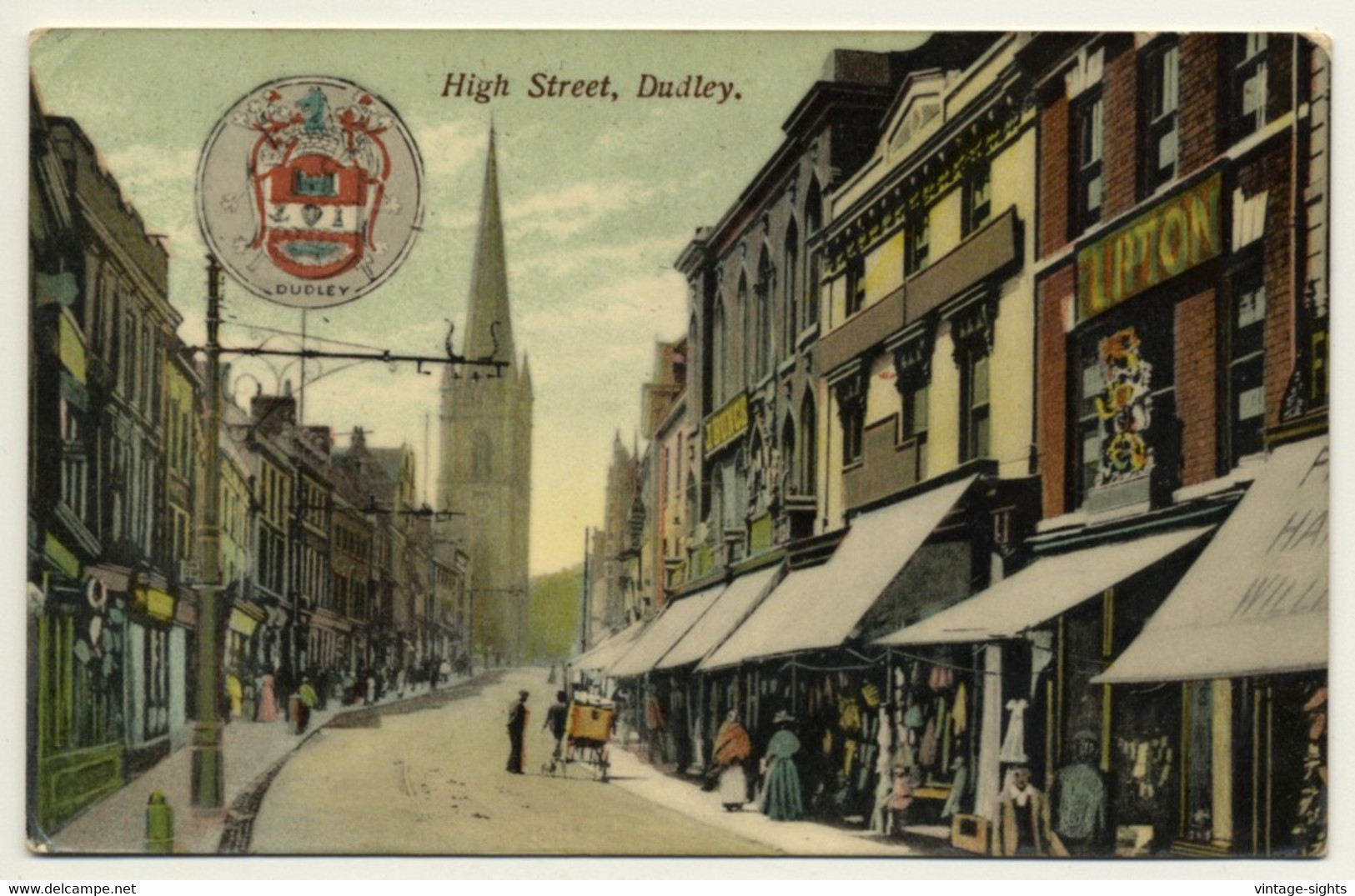 United Kingdom: High Street, Dudley (Vintage Postcard 1908) - Worcester