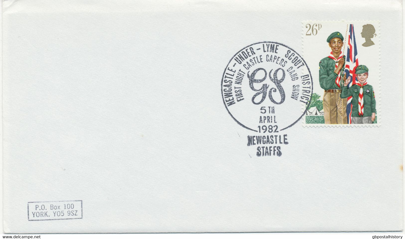 GB SPECIAL EVENT POSTMARKS NEWCASTLE-UNDER-LYME SCOUT DISTRICT First Night Castle Capers Gang Show 5th APRIL 1982 NEWCAS - Marcophilie