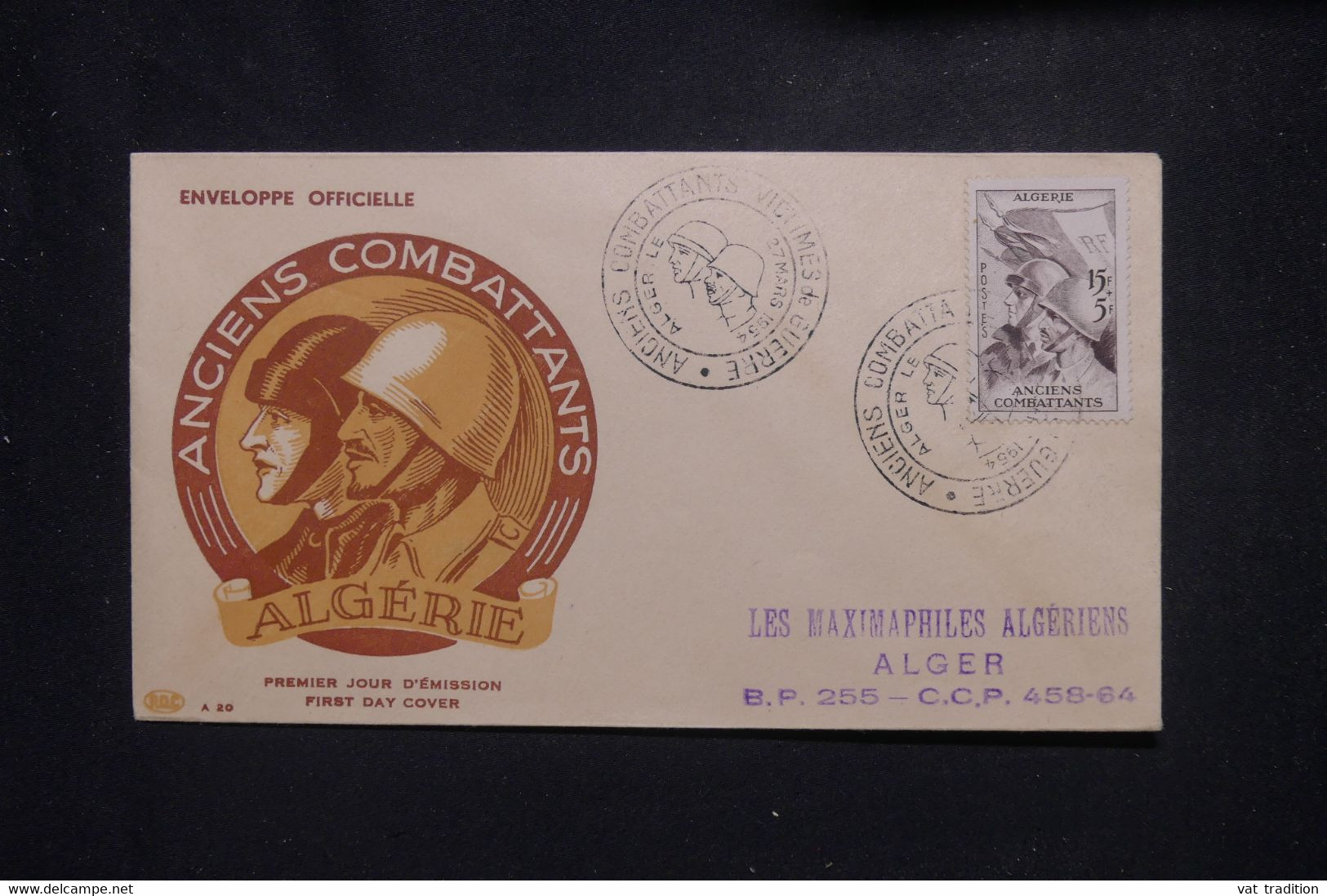 ALGÉRIE - Enveloppe FDC En 1954 - Anciens Combattants   - L 136465 - FDC