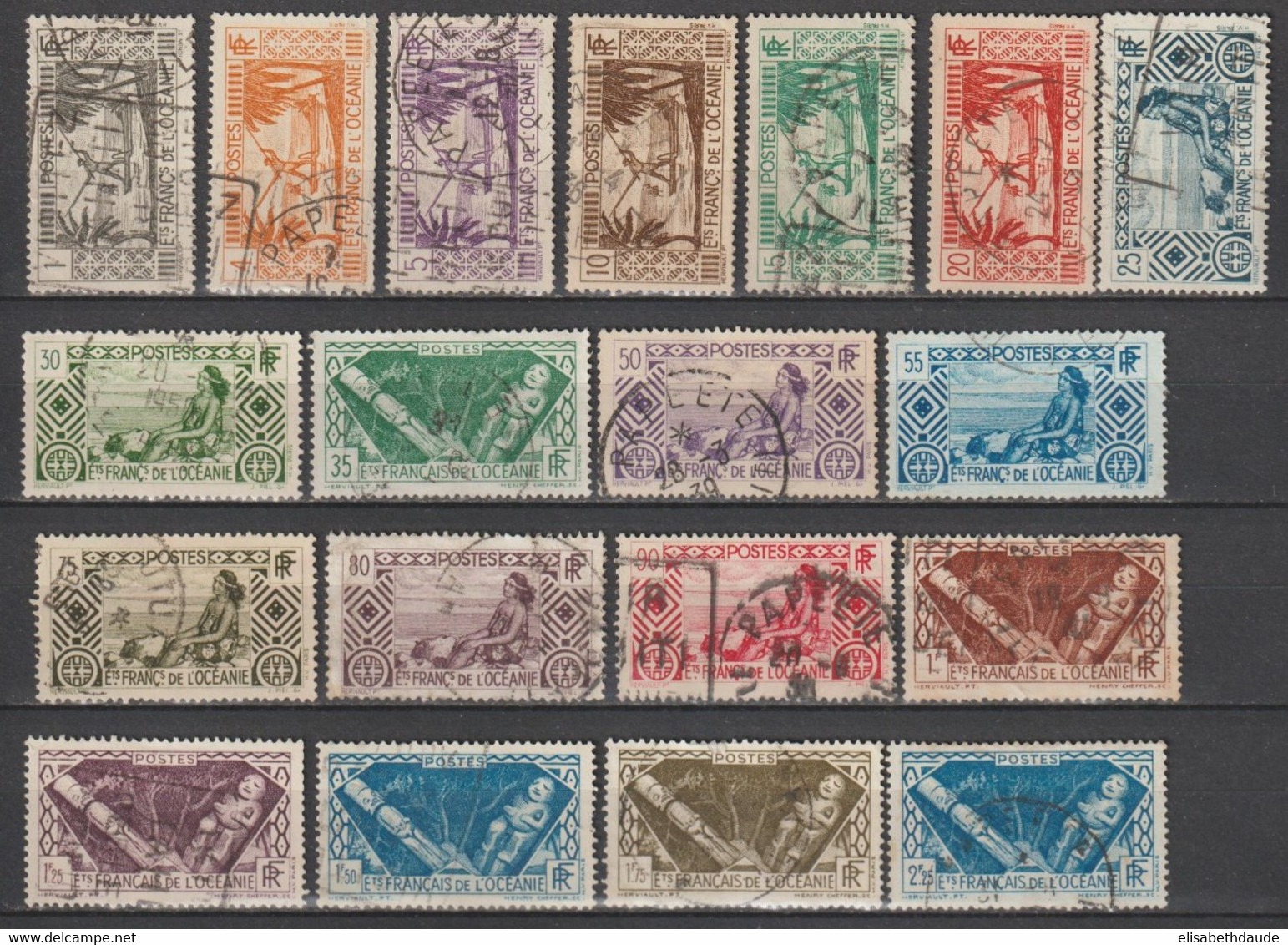 OCEANIE - 1939 - SERIE INCOMPLETE YVERT N°184+87/93+95+99/100+104/108+111+113+115 OBLITERES ! - COTE = 55 EUR - Used Stamps