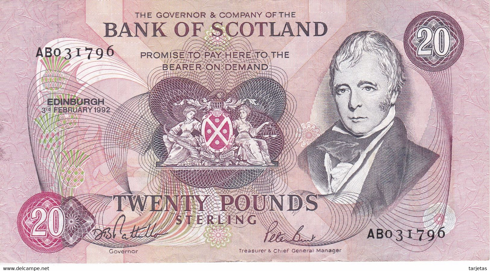 BILLETE DE ESCOCIA DE 20 POUNDS DEL AÑO 1992 (BANKNOTE) - 20 Pounds