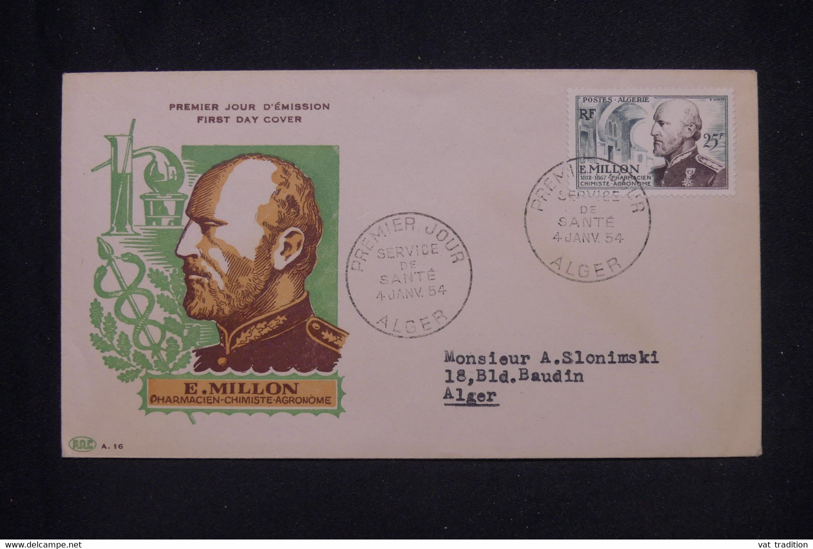 ALGÉRIE - Enveloppe FDC En 1954 - Millon  L 136477 - FDC