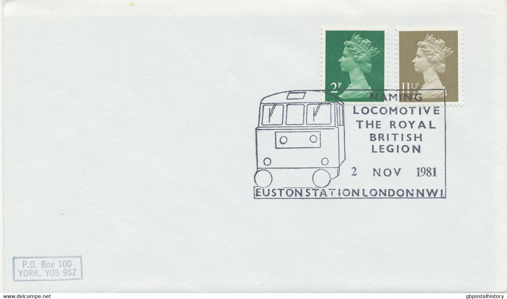 GB SPECIAL EVENT POSTMARKS NAMING LOCOMOTIVE THE ROYAL BRITISH LEGION 2 NOV 1981 EUSTON STATION LONDON NW1 - Marcophilie
