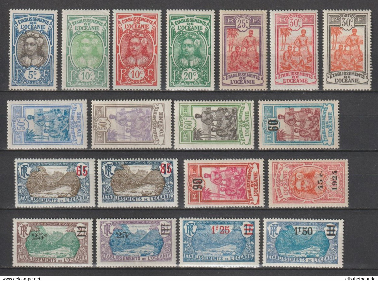 OCEANIE - 1922/1927 - SERIES COMPLETES YVERT N°47/65 * MH - COTE = 38 EUR - Nuevos