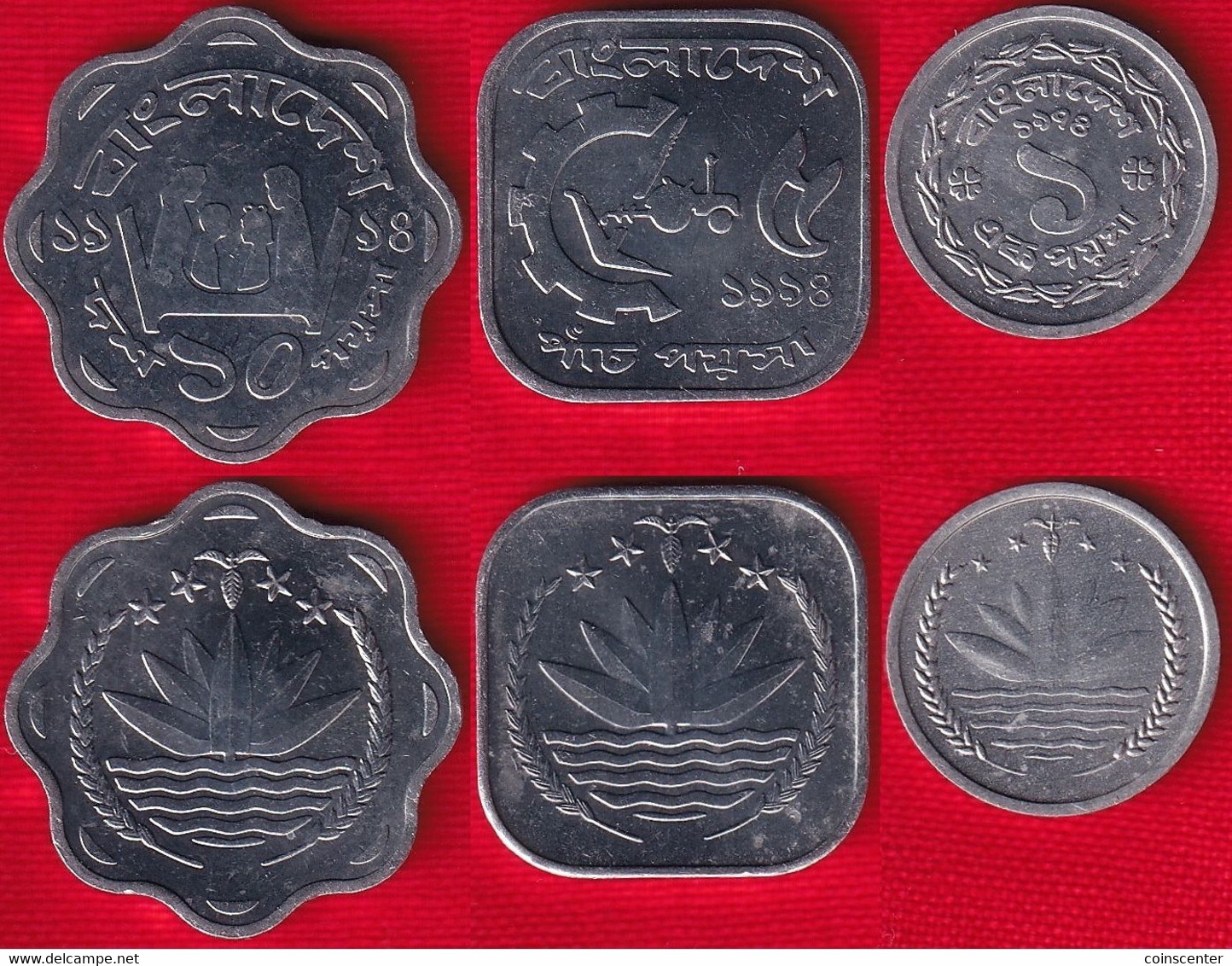 Bangladesh Set Of 3 Coins: 1 - 10 Poisha 1974-1994 UNC - Bangladesh