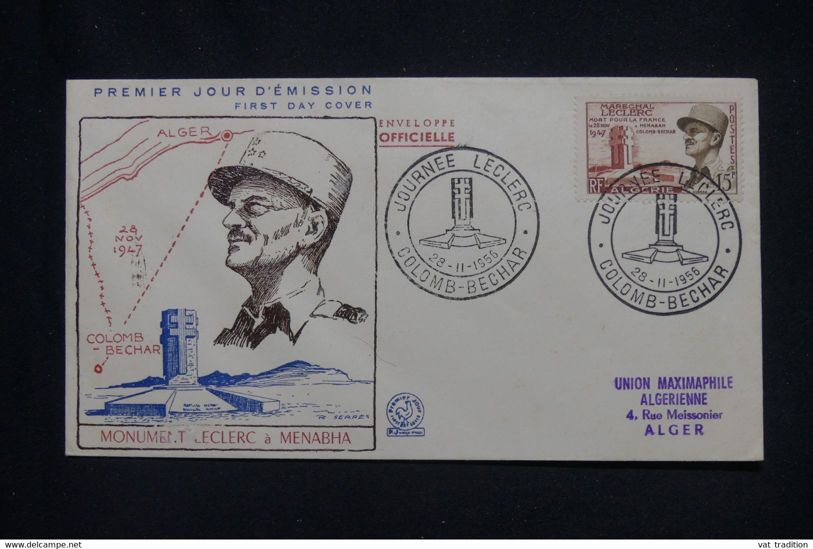 ALGÉRIE - Enveloppe FDC En 1955 - Général Leclerc -  L 136492 - FDC