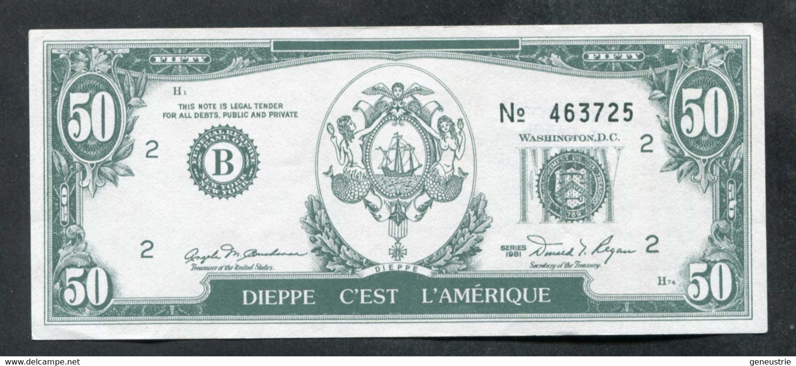 Billet Publicitaire 50 Dollars "Charcuterie Labbé - Dieppe C'est L'Amérique" Sovida Concessionnaire BMW Et SEAT à Dieppe - Fiktive & Specimen