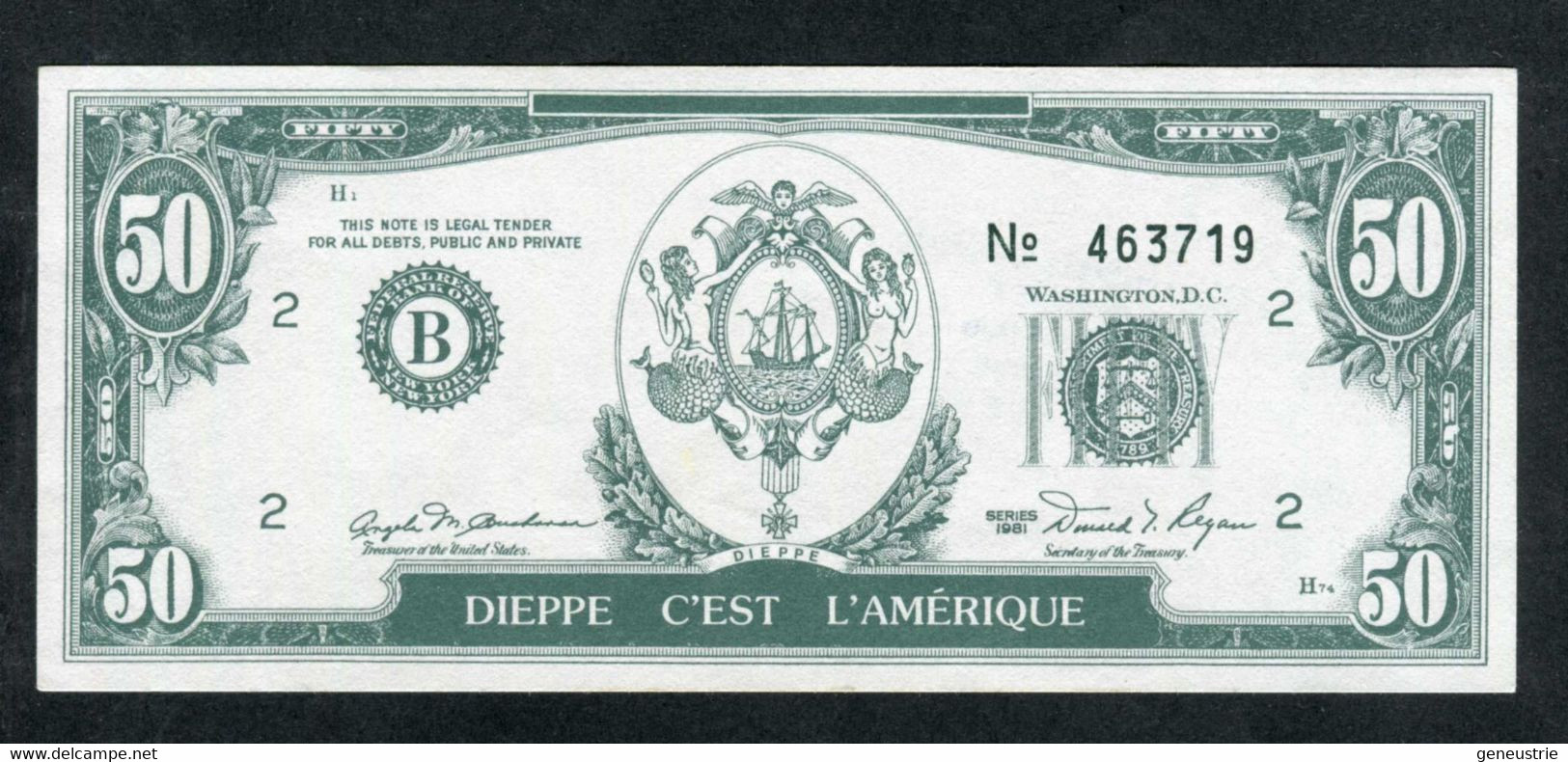 Billet Publicitaire 50 Dollars "Charcuterie Labbé - Dieppe C'est L'Amérique" Sovida Concessionnaire BMW Et SEAT à Dieppe - Fiktive & Specimen