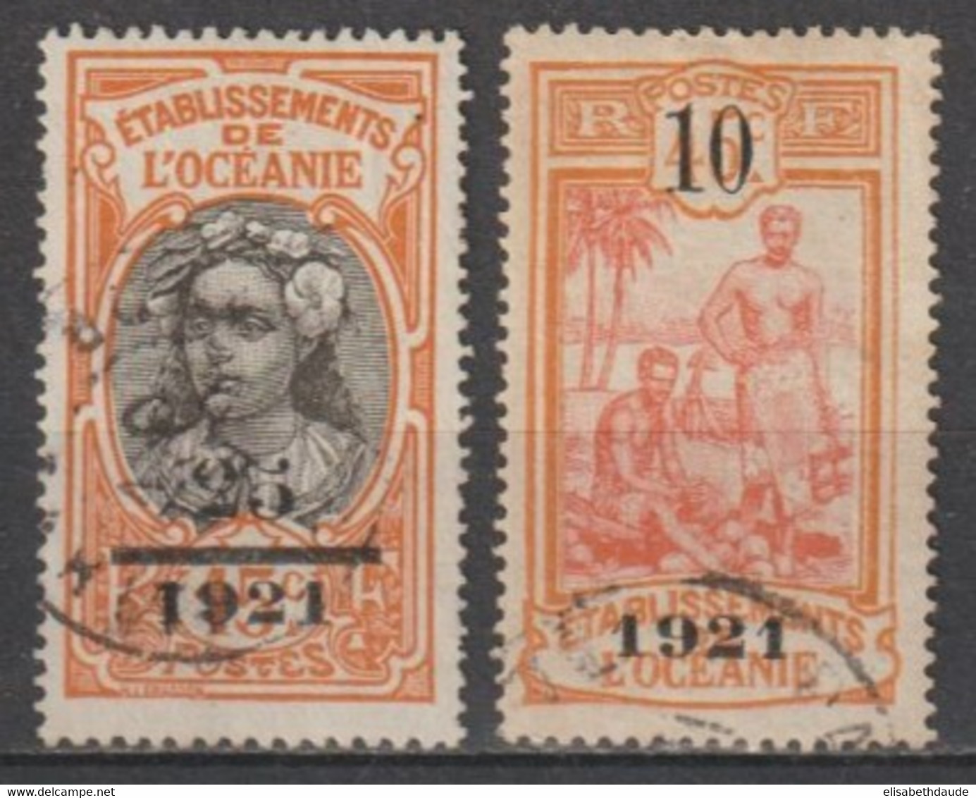 OCEANIE - 1921 - YVERT N°45/46 OBLITERES - COTE = 90 EUR - Oblitérés