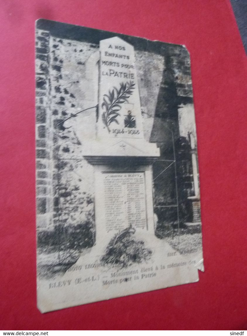 28 BLEVY Monument élevé  Mémoire Des Morts Ww1 Edit  Blondeau Photo Lecornat  Defauts Bords CIRCULEE 1923 Eure Et Loir - Blévy