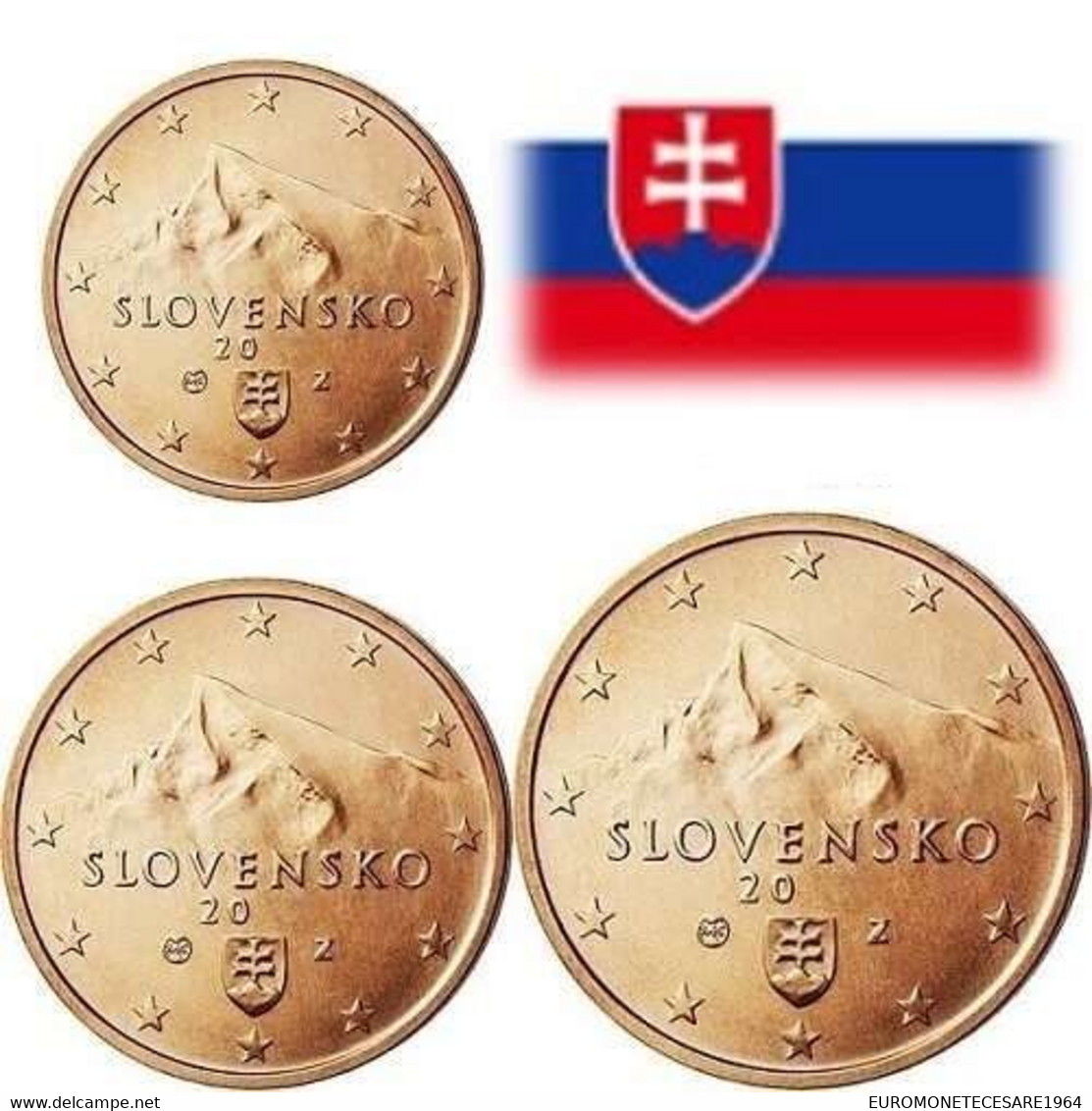 SLOVACCHIA   1-2-5  CENTESIMI EURO   FIOR DI CONIO     B.U. FROM ROLLS - Slovakia