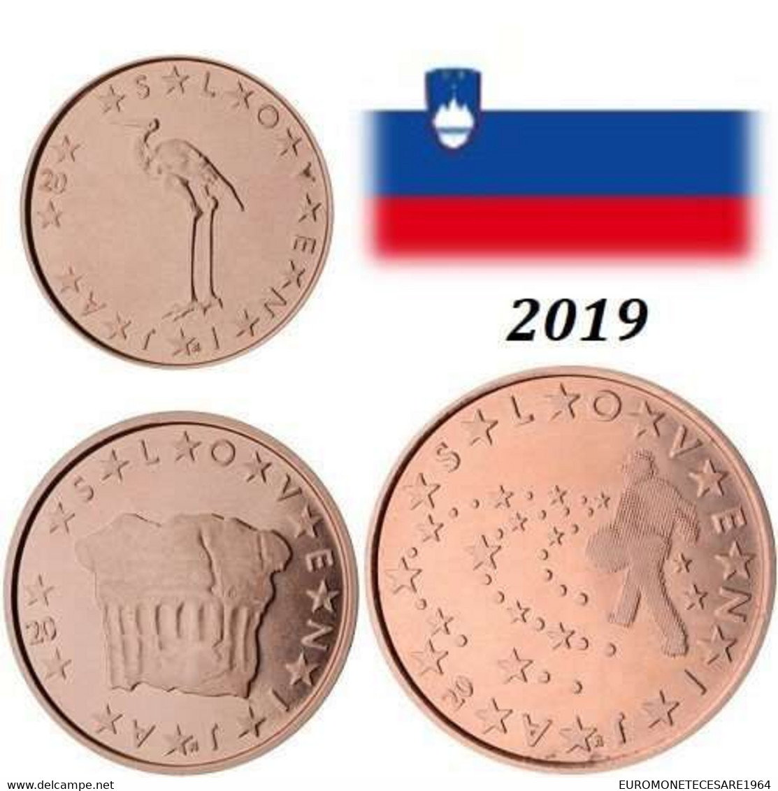 SLOVENIA 2019  1-2-5  CENTESIMI EURO   FIOR DI CONIO     B.U. FROM ROLLS - Slowenien