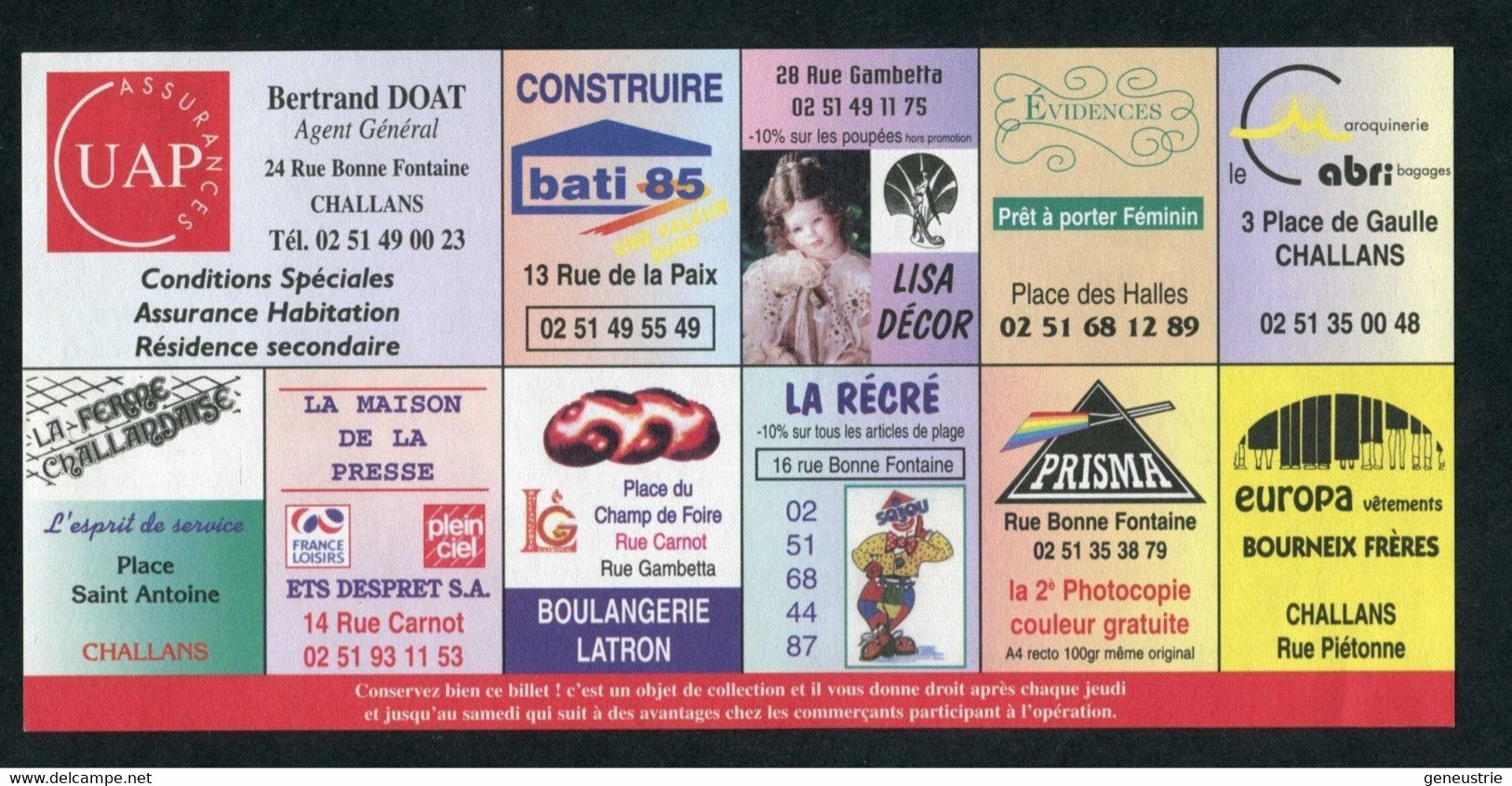 Beau Billet Fictif Fantaisie 1000 Francs "10e Edition Des Foires à L'Ancienne Challans - Banque Populaire Anjou Vendée" - Fiktive & Specimen