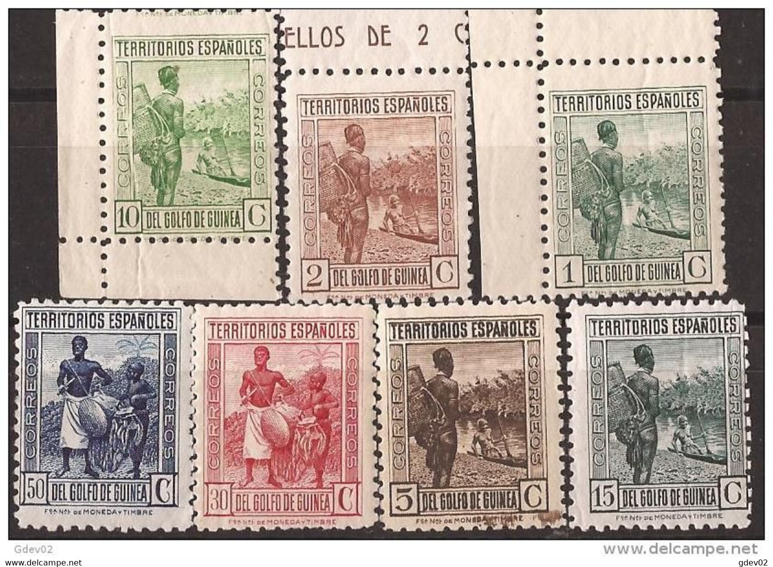 GUI244SESF-L4410PC-TESPCOLGUI.GUINEE GUINEA ESPAÑOLA TIPOS DE 1931. 1934/41 (Ed 244/50**) Sin Charnela.LUJO RARA - Guinea Española