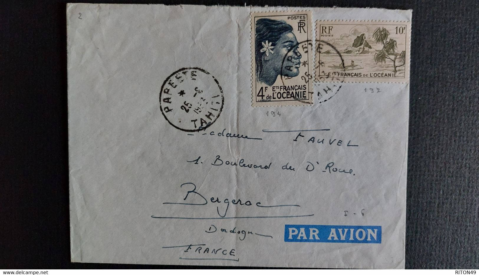 LETTRE 1933 PAPEETE (TAHITI) A BERGERAC CAD A PAPEETE (THAHITI) - Tahiti