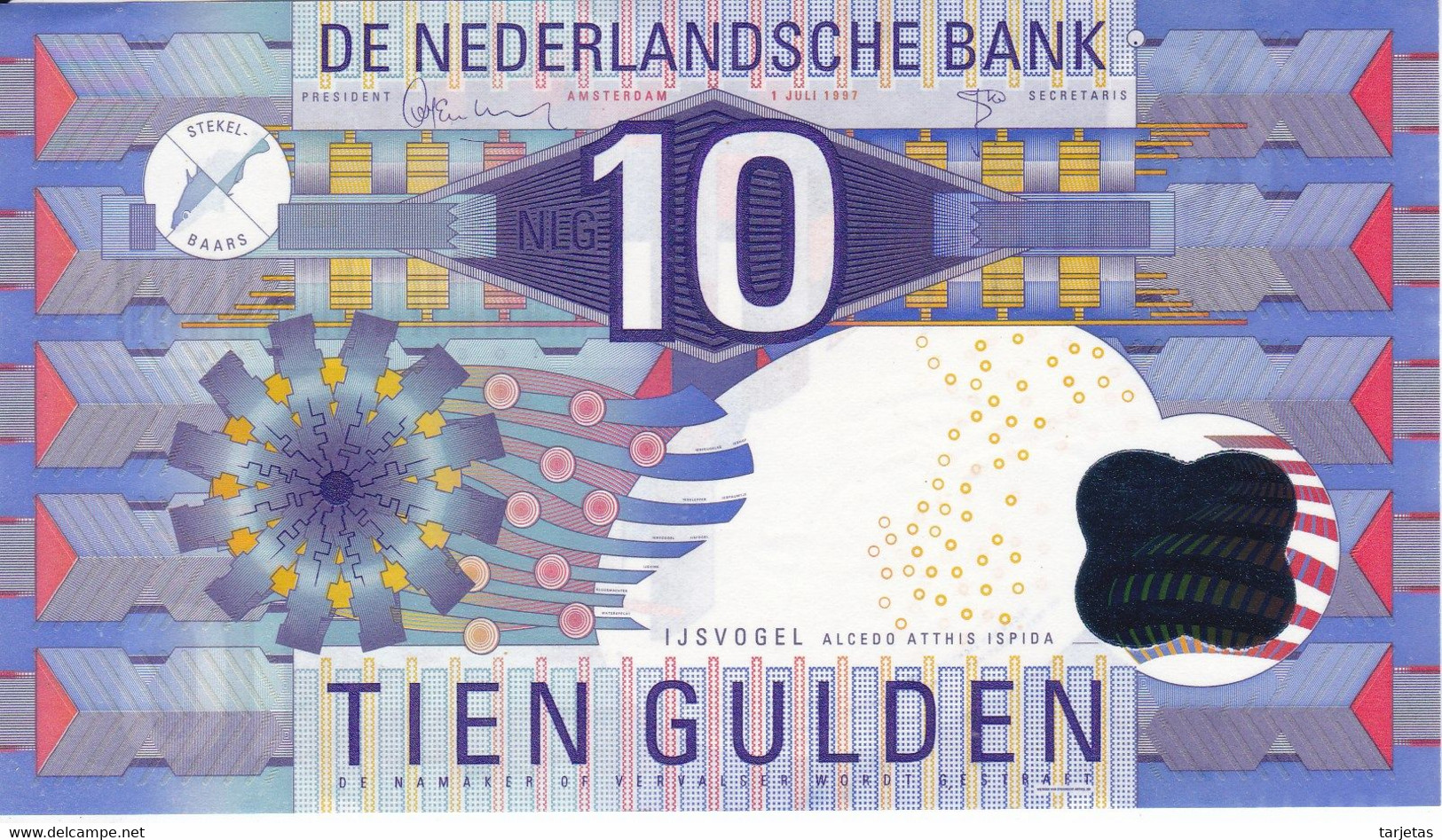 BILLETE DE HOLANDA DE 10 GULDEN DEL AÑO 1997 SIN CIRCULAR (UNC) (BANKNOTE) - 10 Gulden