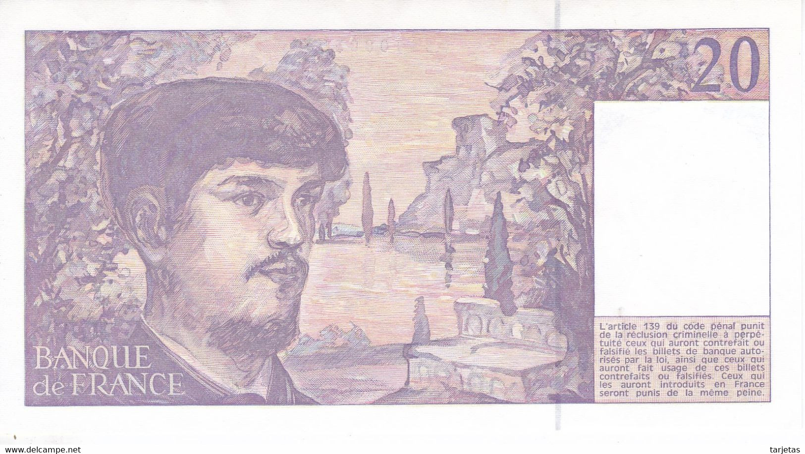 BILLETE DE FRANCIA DE 20 FRANCS DEL AÑO 1991 SIN CIRCULAR (UNC) (BANKNOTE) CLAUDE DEBUSSY - 20 F 1980-1997 ''Debussy''