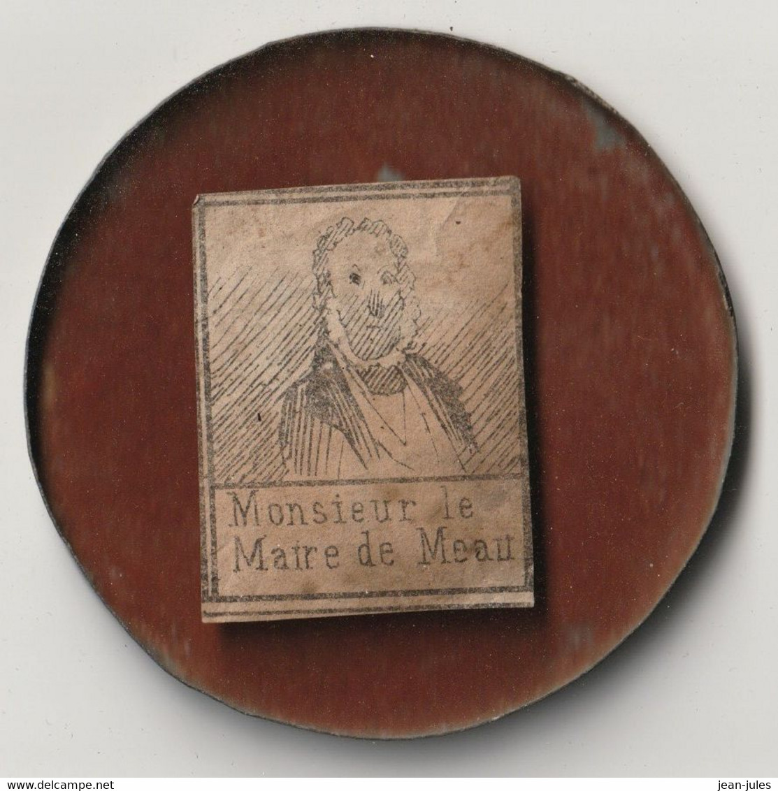 Pendentif Miroir Avec Une Vignette Caricaturale De Monsieur Le Maire De Meaux - E.P. Paris (début 19ème) - Personajes