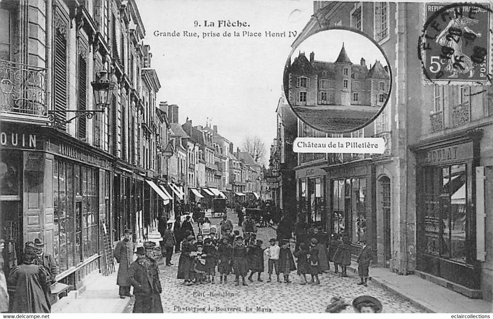 La Flèche     72      Grande Rue   En Médaillon Château De La Pilletière    ( Voir Scan ) - La Fleche