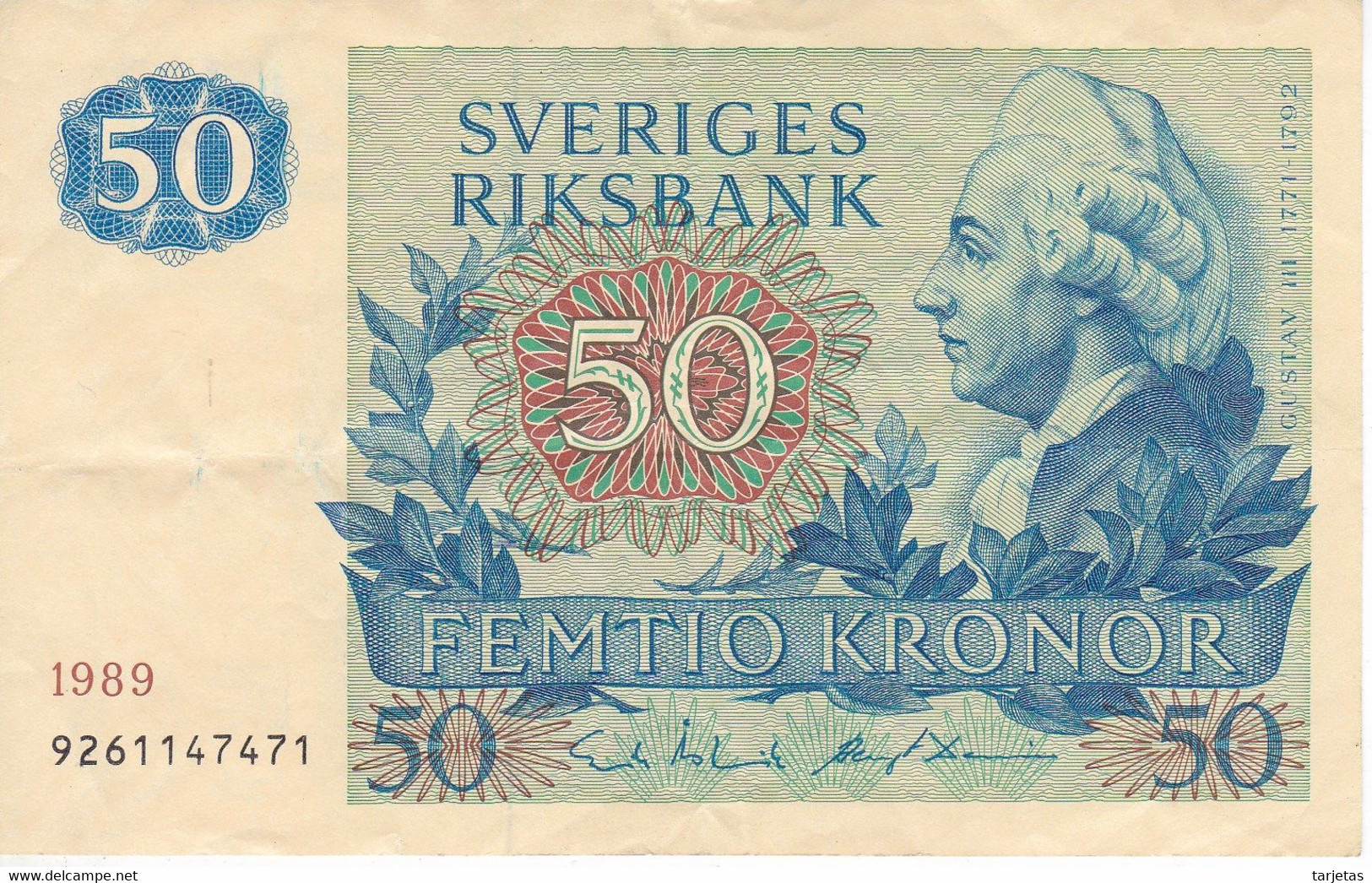 BILLETE DE SUECIA DE 50 KRONOR DEL AÑO 1989 CALIDAD MBC (VF)  (BANKNOTE) - Svezia