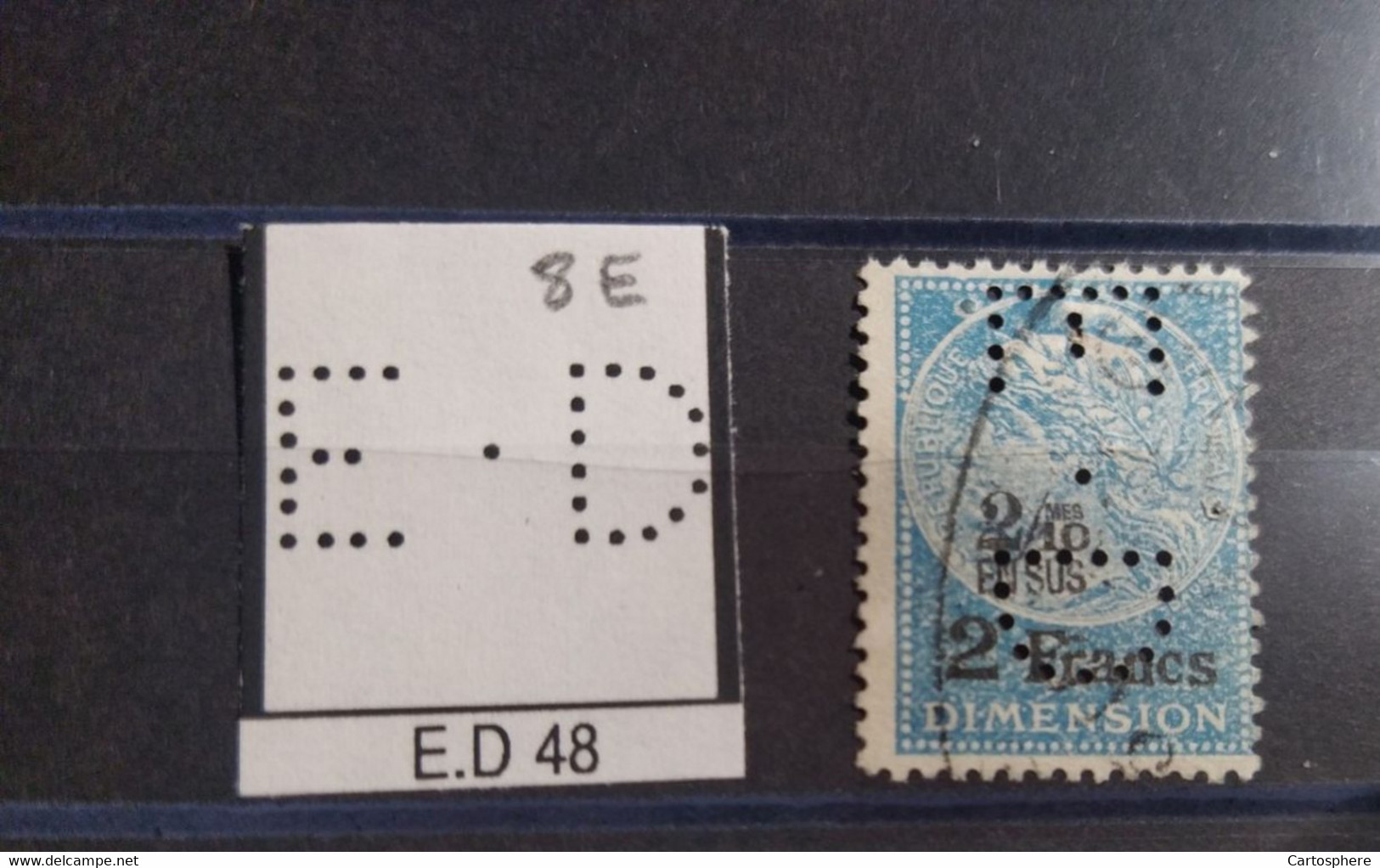 FRANCE E.D 48 TIMBRE ED48  INDICE 8 SUR TAXE DIMENSION PERFORE PERFORES PERFIN PERFINS PERFO PERFORATION PERFORIERT - Oblitérés