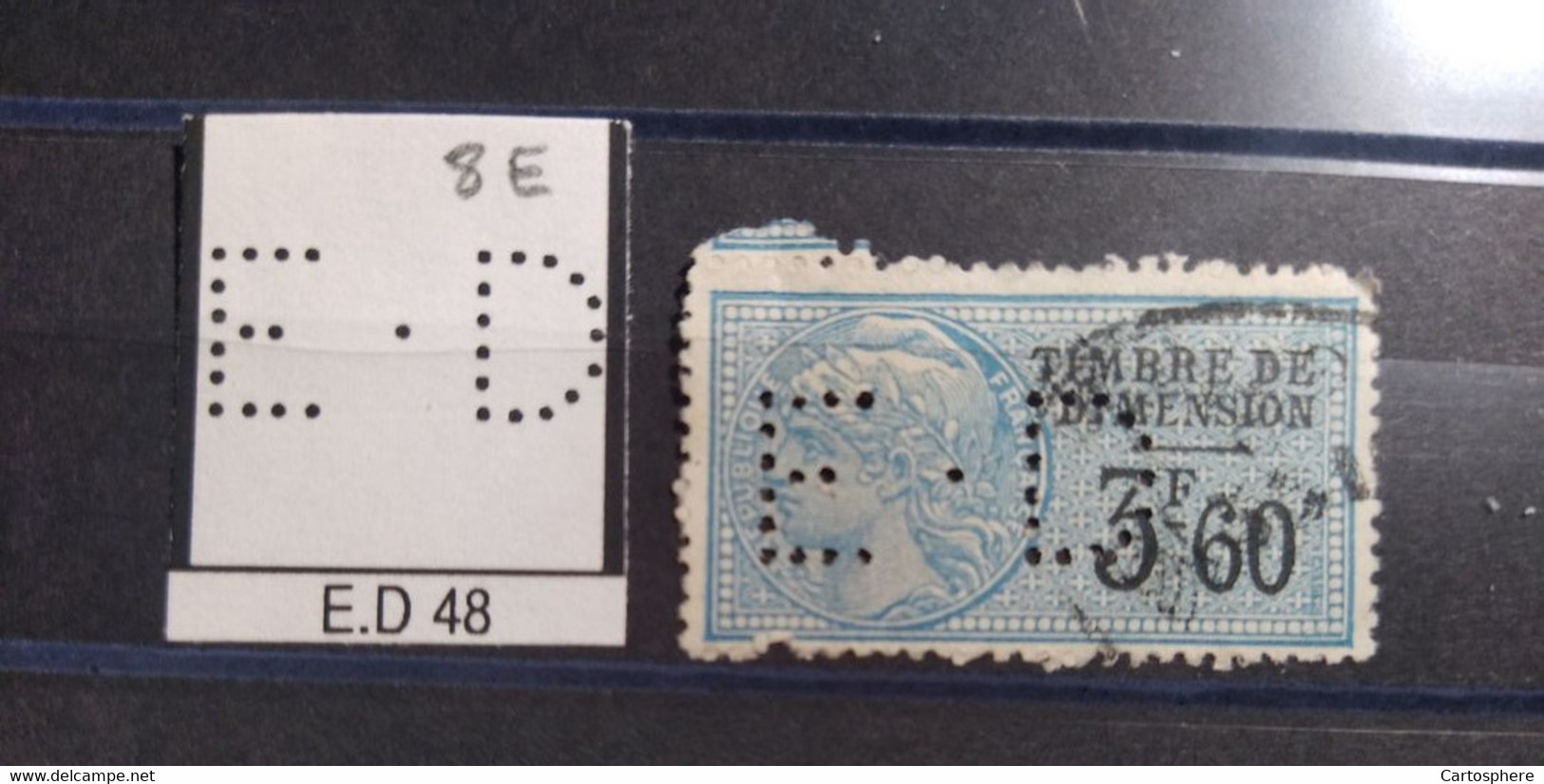 FRANCE E.D 48 TIMBRE ED48  INDICE 8 SUR TAXE DIMENSION PERFORE PERFORES PERFIN PERFINS PERFO PERFORATION PERFORIERT - Gebraucht