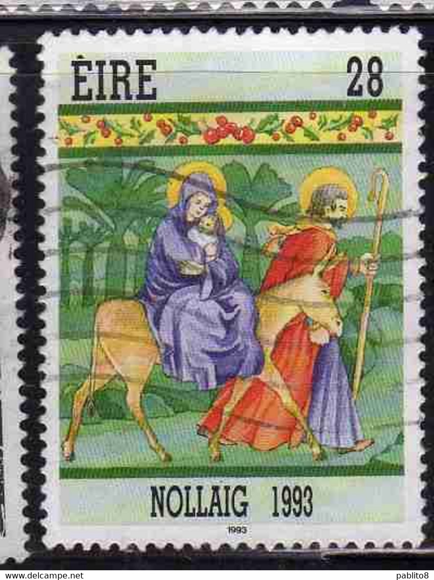 EIRE IRELAND IRLANDA 1993 CHRISTMAS FLIGHT INTO EGYPT NOLLAIG NATALE NOEL WEIHNACHTEN NAVIDAD 28p USED USATO OBLITERE' - Used Stamps
