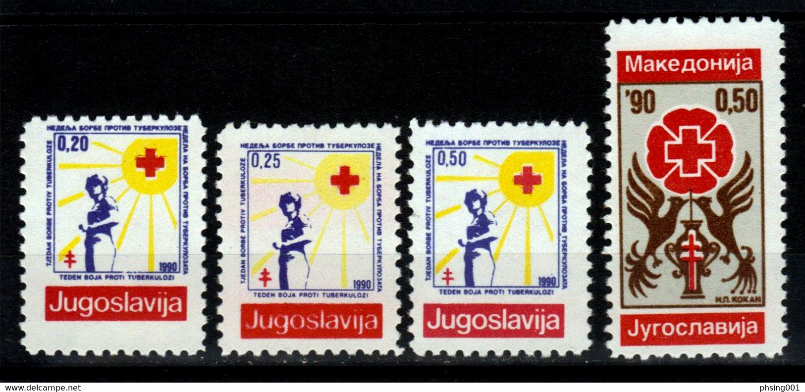 Yugoslavia 1990 Red Cross Tuberculosis TBC, Tax, Charity, Surcharge Set MNH - Timbres-taxe