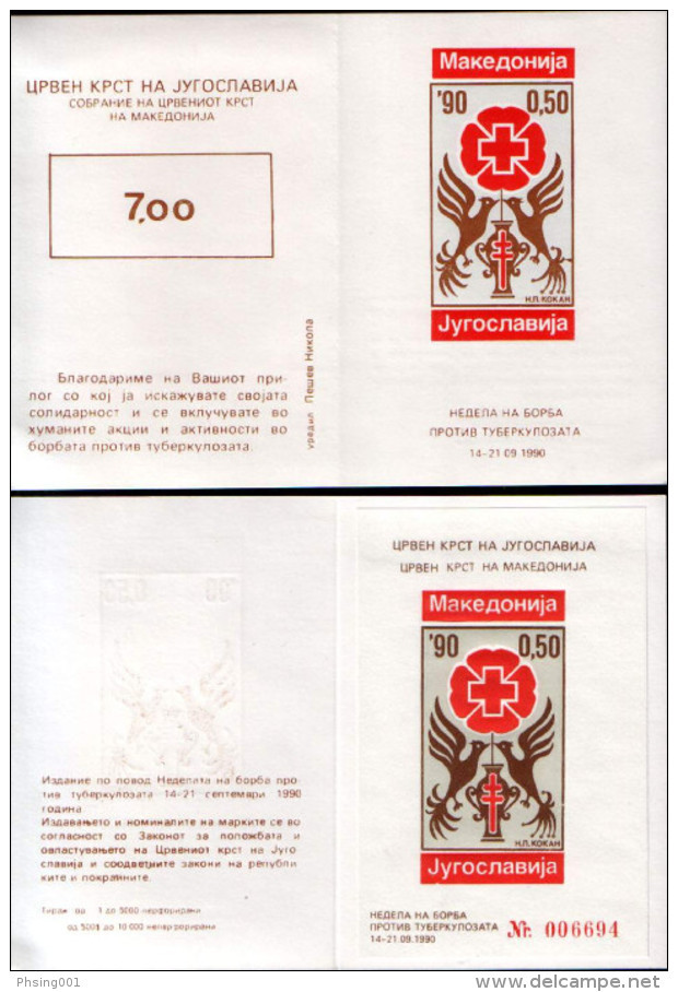 Yugoslavia 1990 Red Cross, Tuberculosis, TBC, Perforated + Imperforated Booklet MNH - Strafport