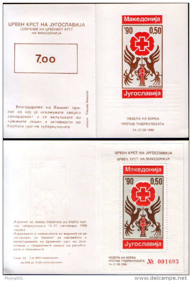 Yugoslavia 1990 Red Cross, Tuberculosis, TBC, Perforated + Imperforated Booklet MNH - Timbres-taxe