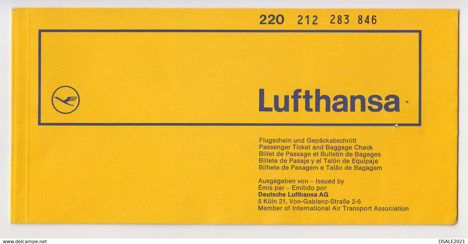 German Germany Deutschland Airline Carrier LUFTHANSA Vintage Passenger Ticket Billet Used (18590) - Biglietti