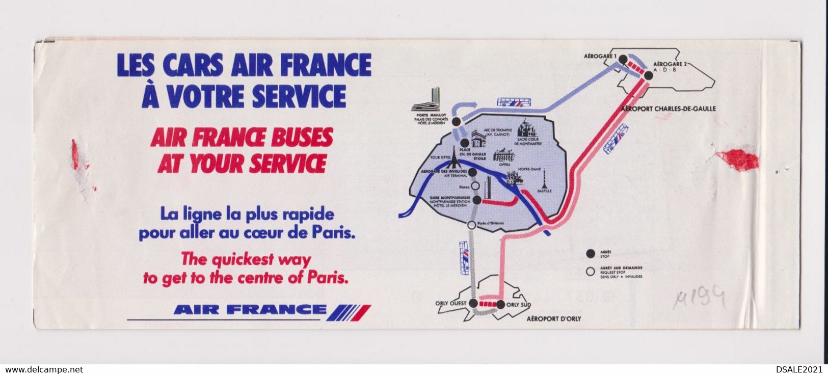 France French Airline Carrier AIR FRANCE Passenger Ticket Billet 1996 Used (m194) - Biglietti