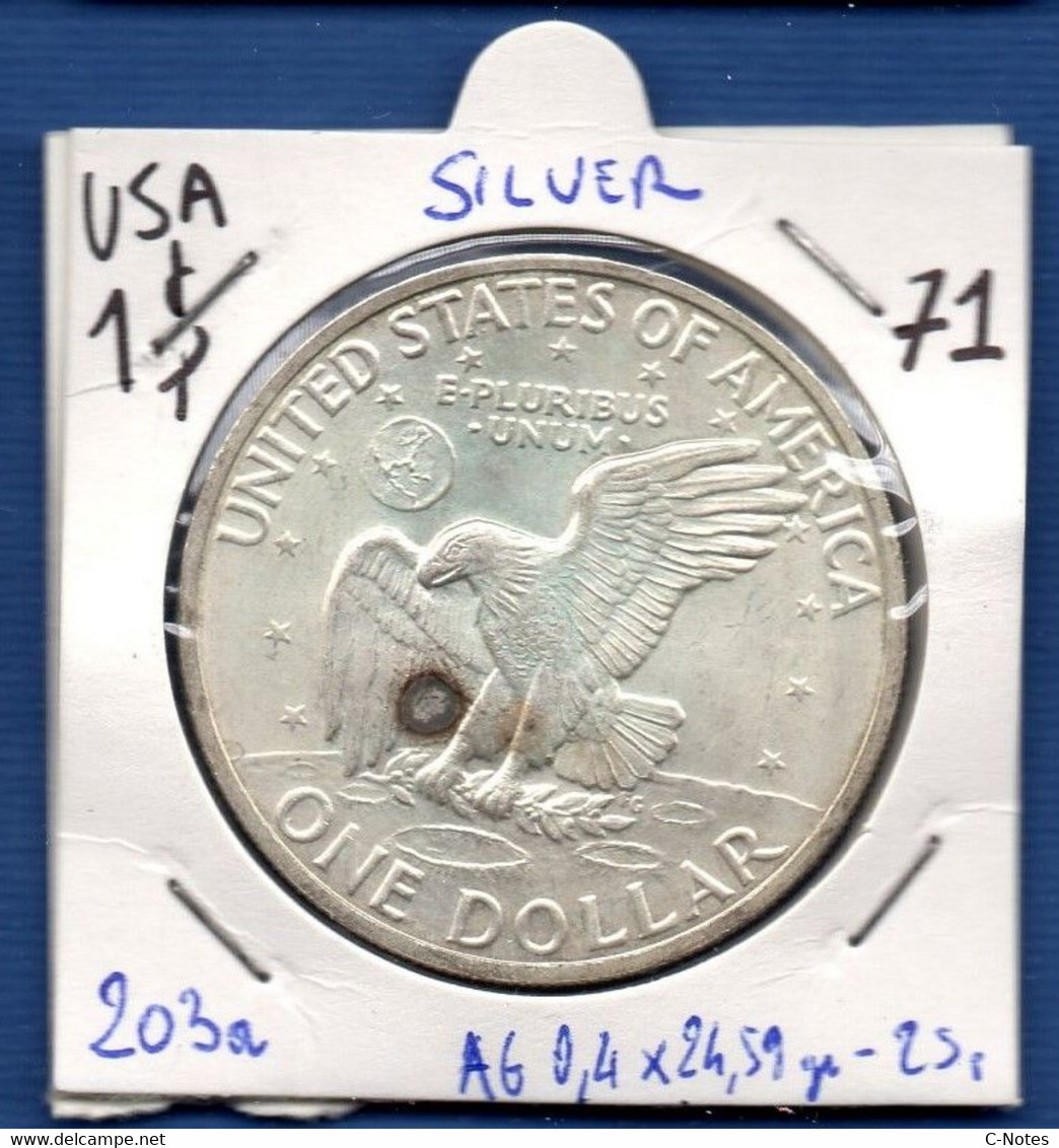 UNITED STATES OF AMERICA - 1 Dollar 1971 -   See Photos - SILVER - Km 203a - 1971-1978: Eisenhower