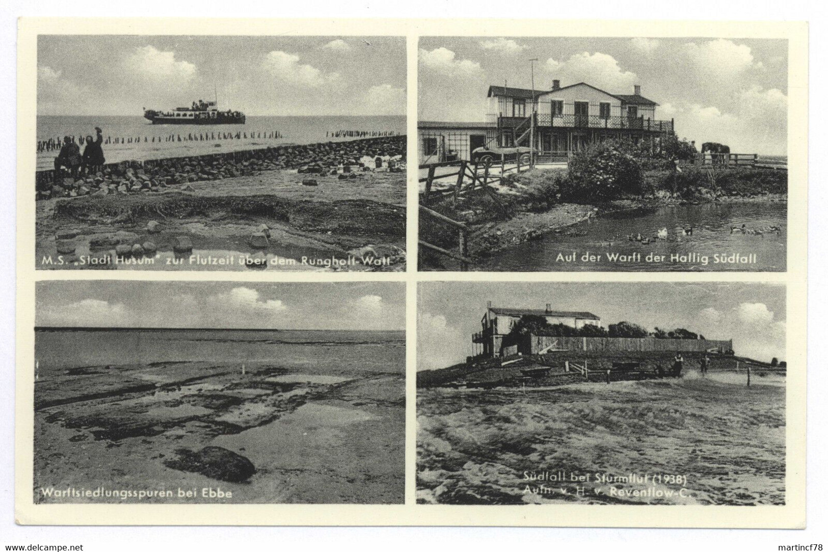 Hallig-Südfall Einstiges Rungholt-Gebiet Flutzeit Sturmflut Warftsiedlungsspuren - Halligen