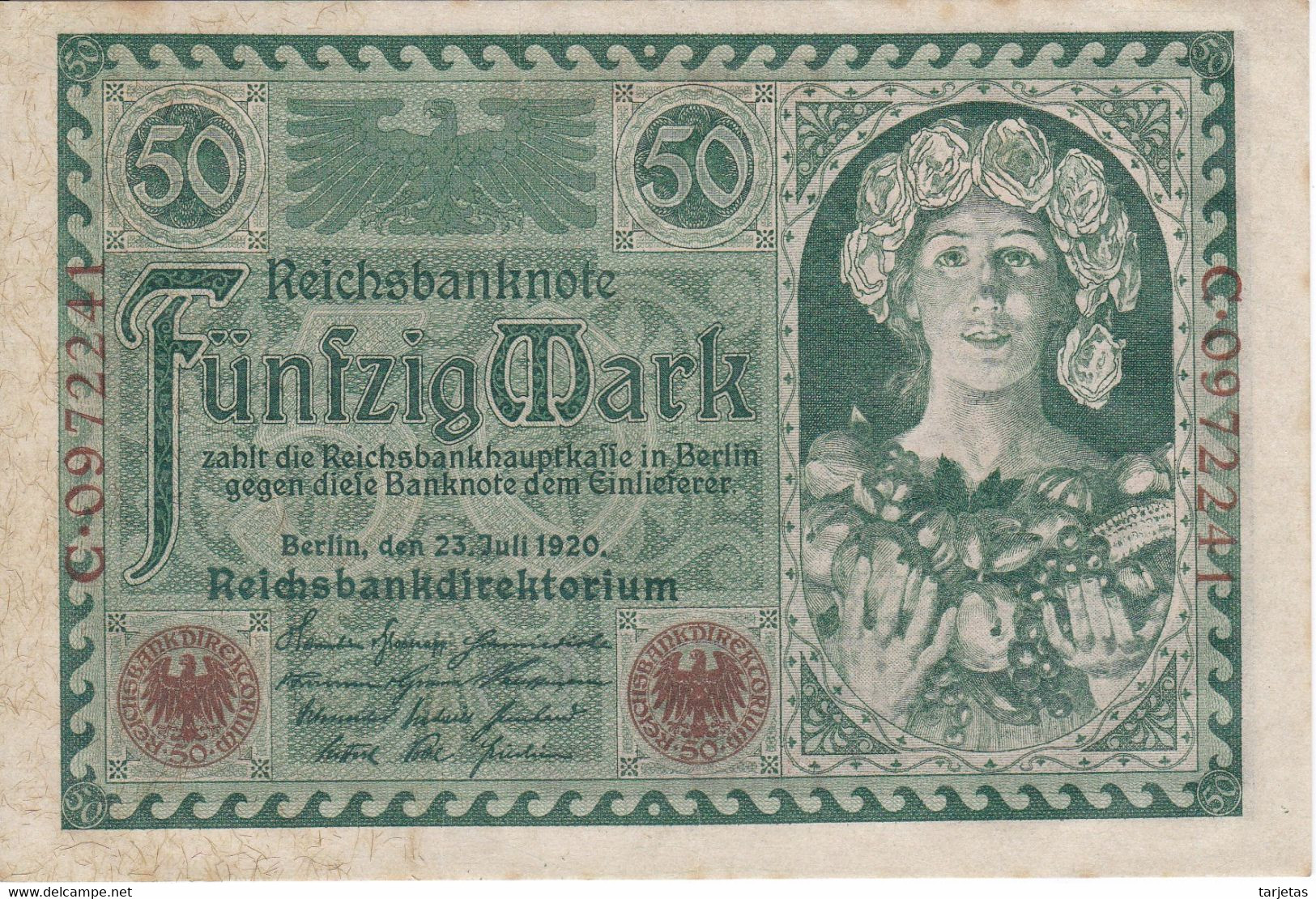 BILLETE DE ALEMANIA DE 50 MARK DEL AÑO 1920 SIN CIRCULAR (UNC) (BANKNOTE) - 50 Mark