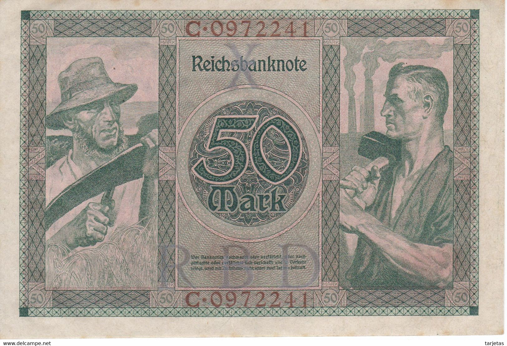 BILLETE DE ALEMANIA DE 50 MARK DEL AÑO 1920 SIN CIRCULAR (UNC) (BANKNOTE) - 50 Mark