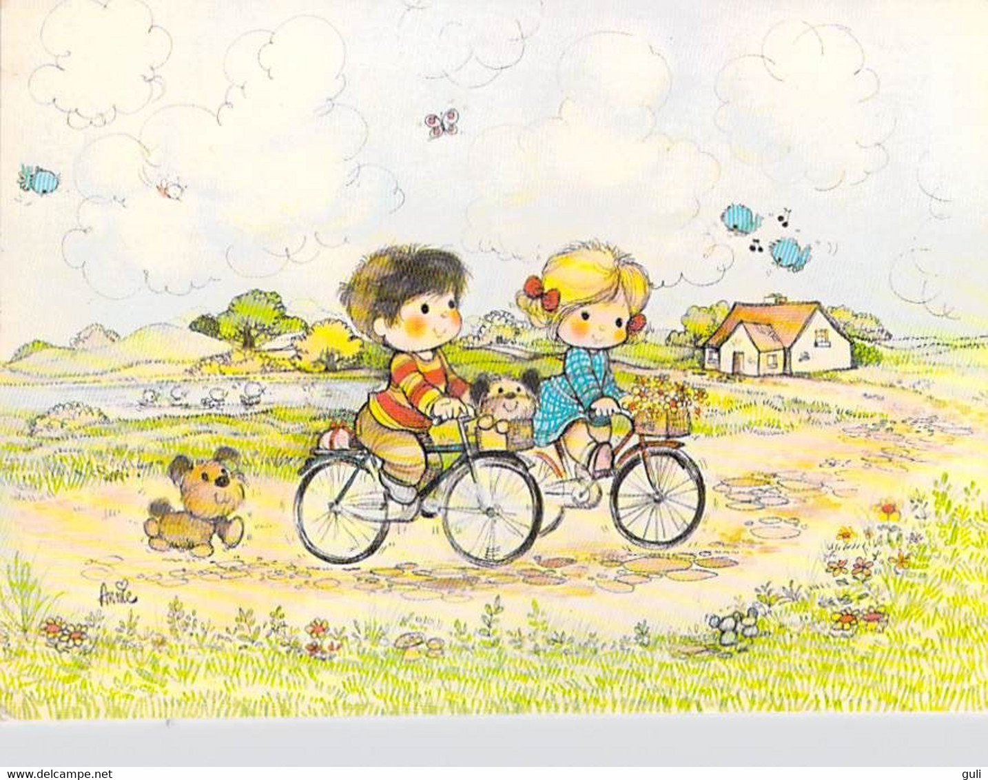 Illustration CYCLISME  Chien Enfants Sport Cycle Bicycle Bicyclette--  Editions  783 / 2   *PRIX FIXE - Contemporary (from 1950)