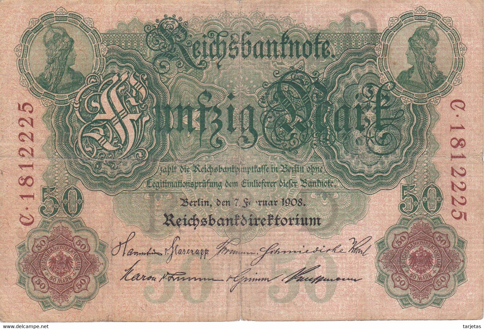 BILLETE DE ALEMANIA DE 50 MARK DEL AÑO 1908  (BANKNOTE) - 50 Mark