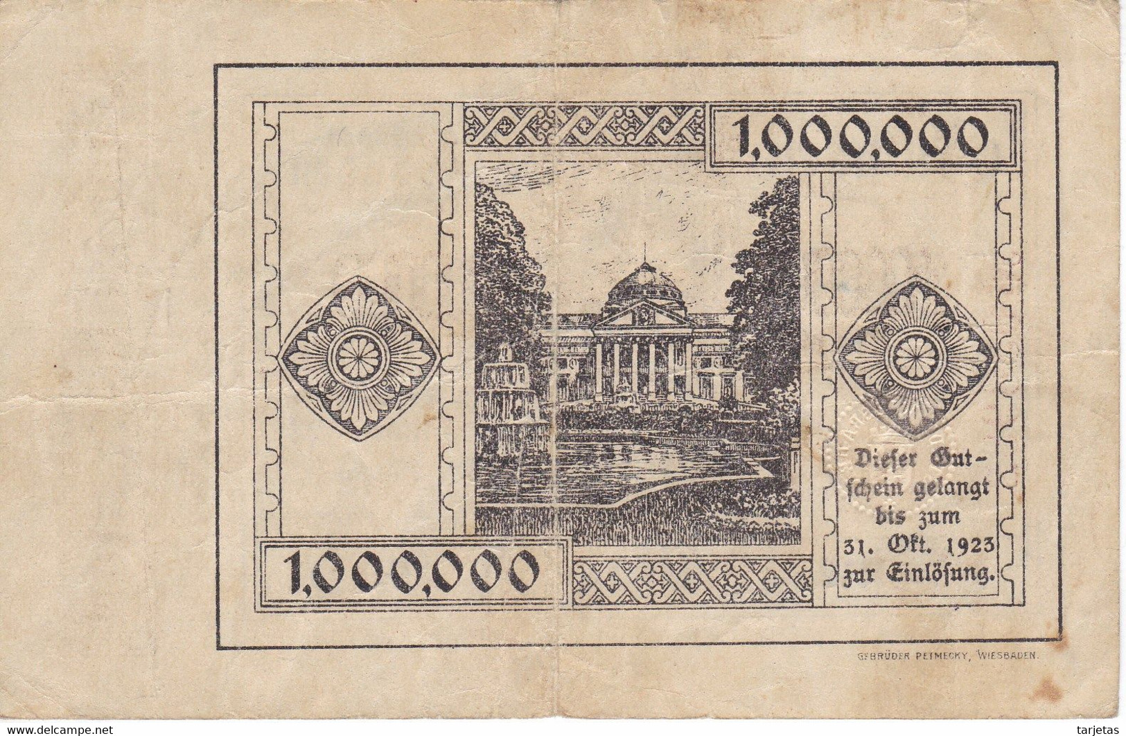 BILLETE DE ALEMANIA DE 1000000 MARK DEL AÑO 1923  (BANKNOTE) - 1 Million Mark