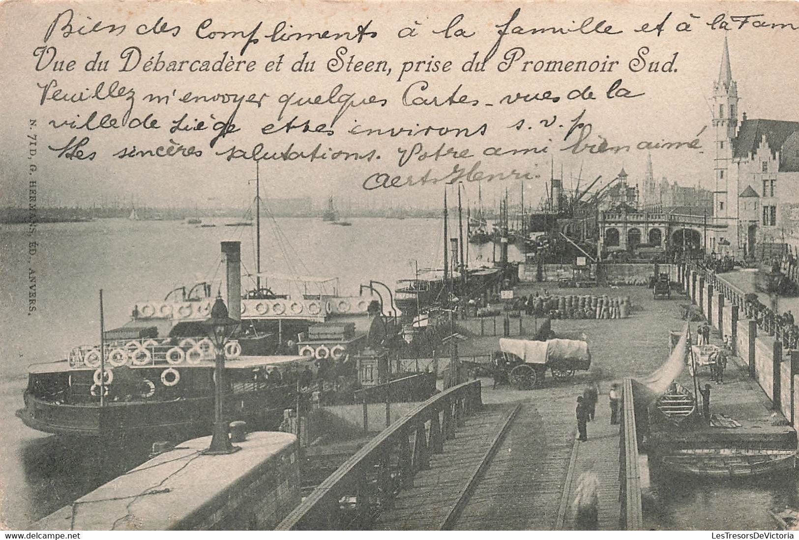 Lot De 2 CPA Qui Forment Ensemble Un Panorama - Anvers - Vue Du Debarcadere Et Du Steen Prise Du Promenoir Sud - - Antwerpen