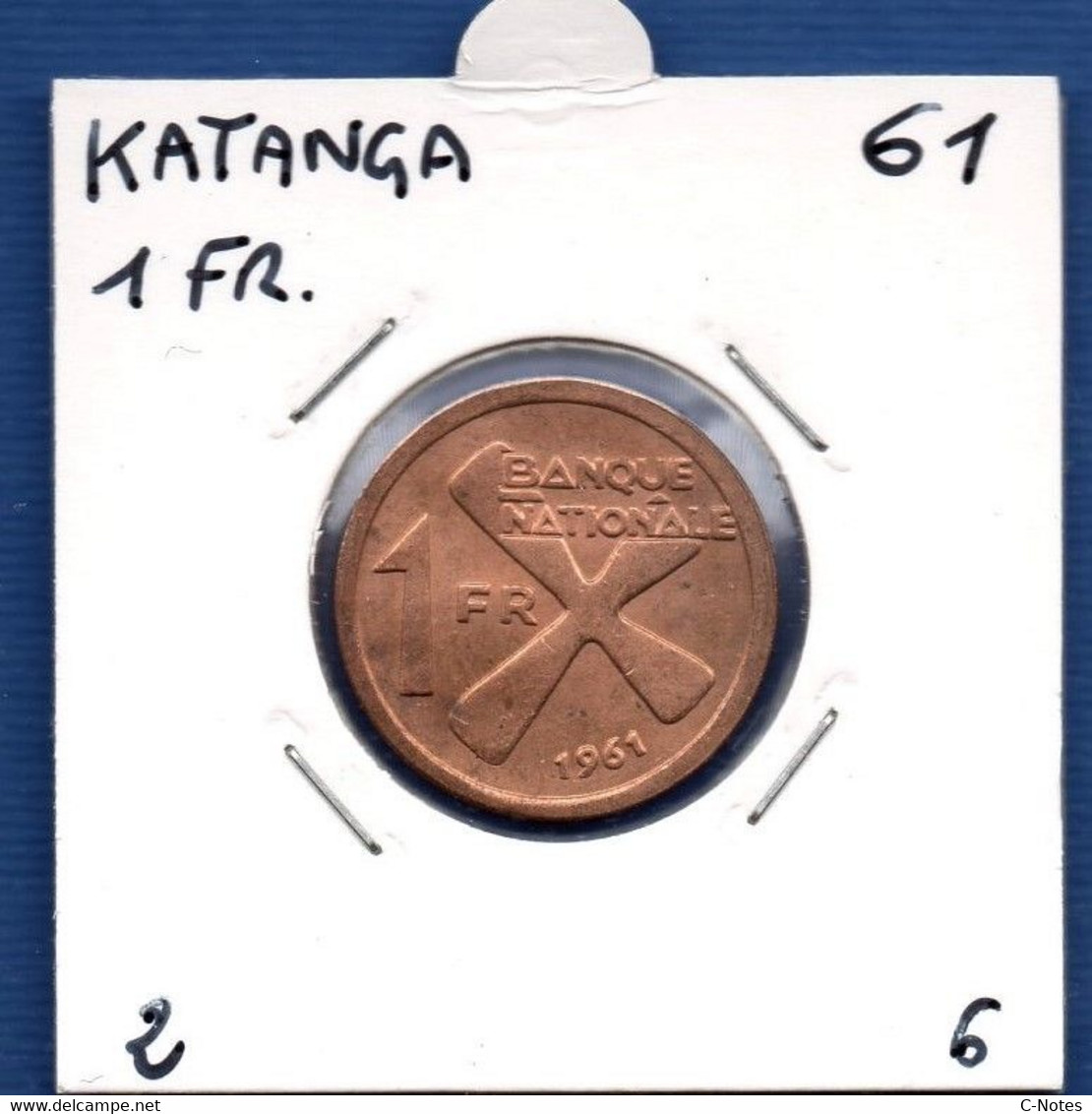 KATANGA - 1 Franc 1961 -  See Photos -  Km 1 - Katanga
