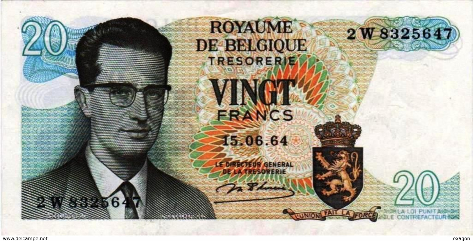 20  FRANCS   Del  BELGIO -  Anno 1964.- Stock 99 - Sonstige & Ohne Zuordnung