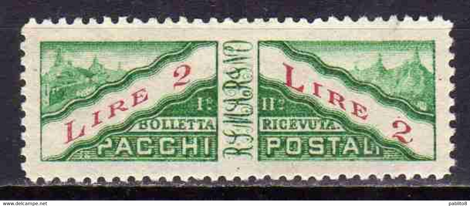 REPUBBLICA DI SAN MARINO 1928 PACCHI POSTALI PARCEL POST LIRE 2 MNH - Parcel Post Stamps