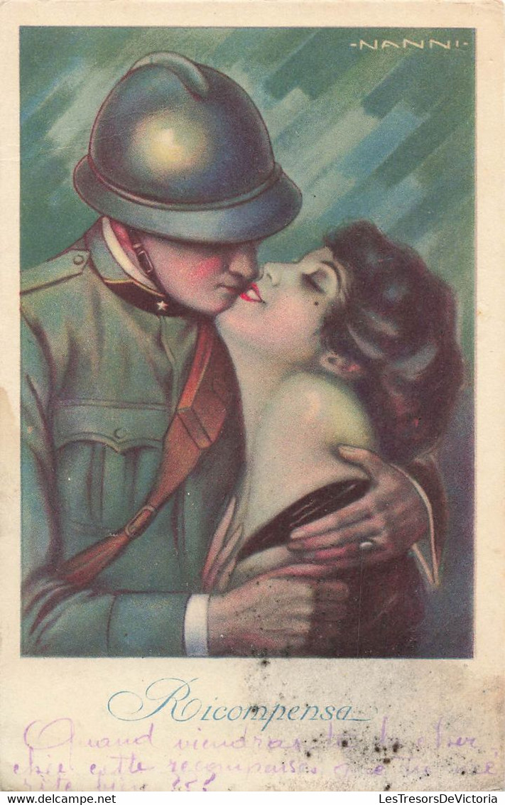 CPA Illustrateur Nanni - Baiser Entre Une Femme Et Un Soldat - Ricompensa - Nanni