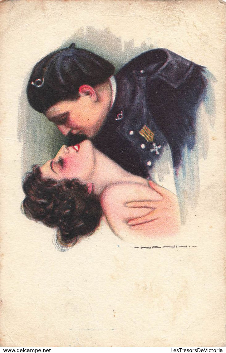 CPA Illustrateur Nanni - Baiser Entre Une Femme Et Un Soldat Avec Un Béret - Nanni