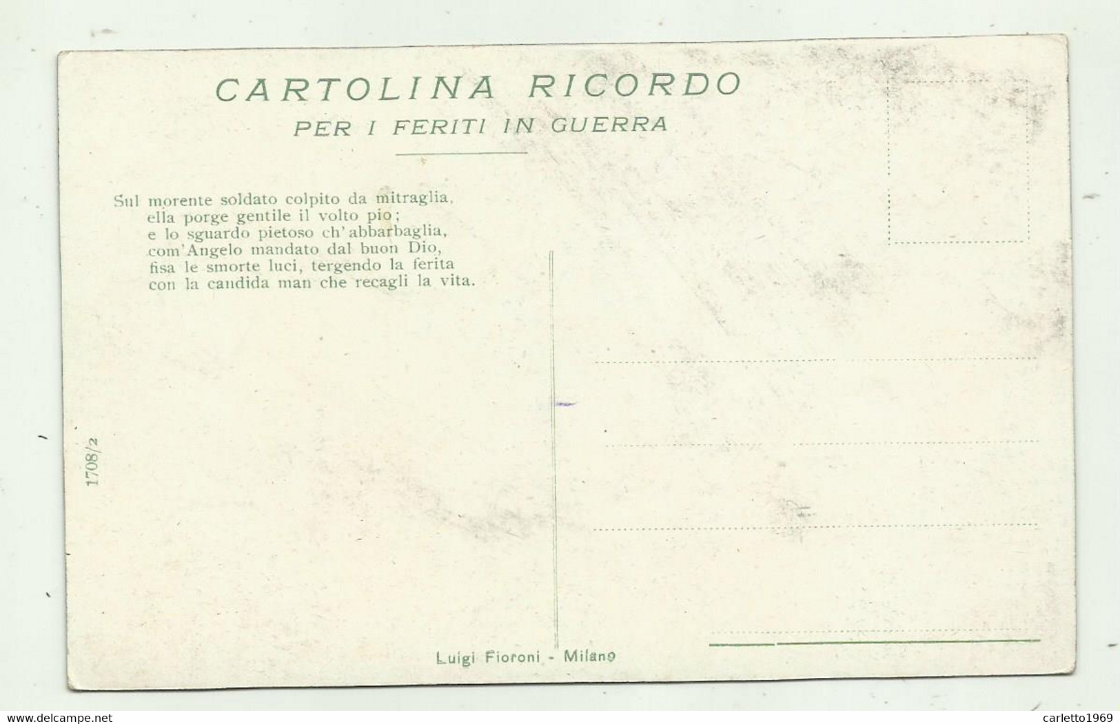CARTOLINA RICORDO PER I FERITI IN GUERRA - CROCE ROSSA  -NV FP - Rotes Kreuz