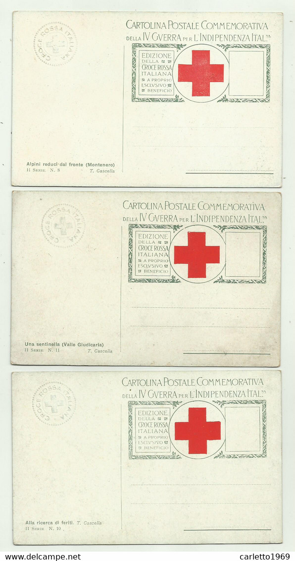 6 CARTOLINE PRO CROCE ROSSA ILLUSTRATE T. CASCELLA IV GUERRA PER L'INDIPENDENZA ITALIANA FP ( UNA VIAGG. ) - Croce Rossa