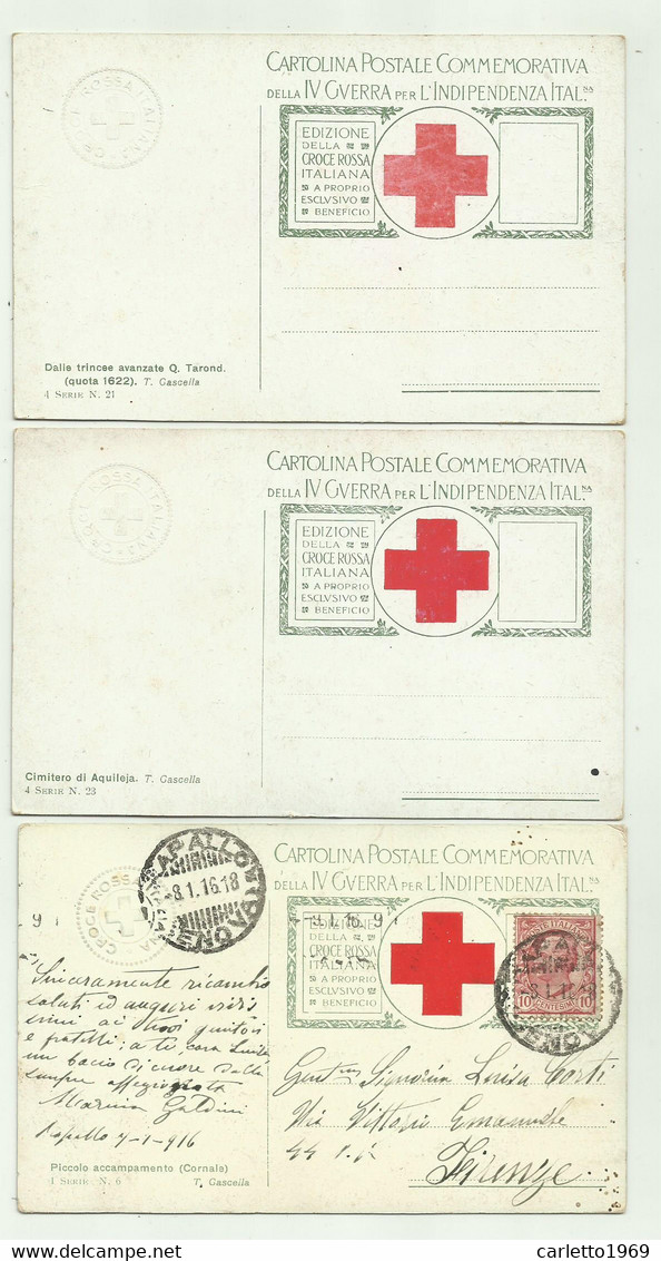 6 CARTOLINE PRO CROCE ROSSA ILLUSTRATE T. CASCELLA IV GUERRA PER L'INDIPENDENZA ITALIANA FP ( UNA VIAGG. ) - Red Cross
