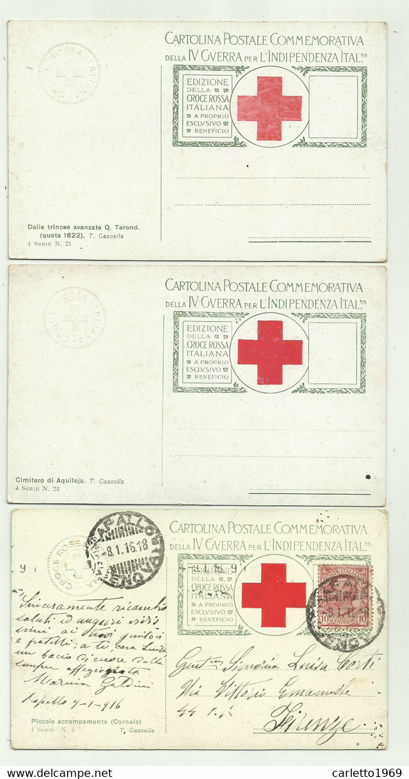 6 CARTOLINE PRO CROCE ROSSA ILLUSTRATE T. CASCELLA IV GUERRA PER L'INDIPENDENZA ITALIANA FP ( UNA VIAGG. ) - Croix-Rouge