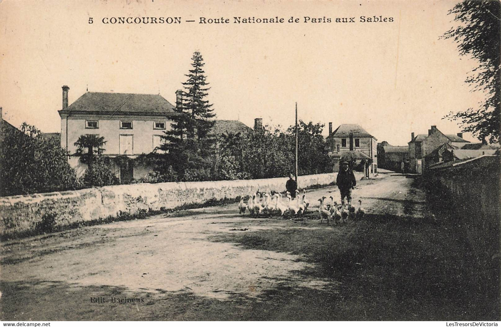 CPA Concourson - Route Nationale De Paris Aux Sables - Oies Sur La Route  - Animé - Autres & Non Classés